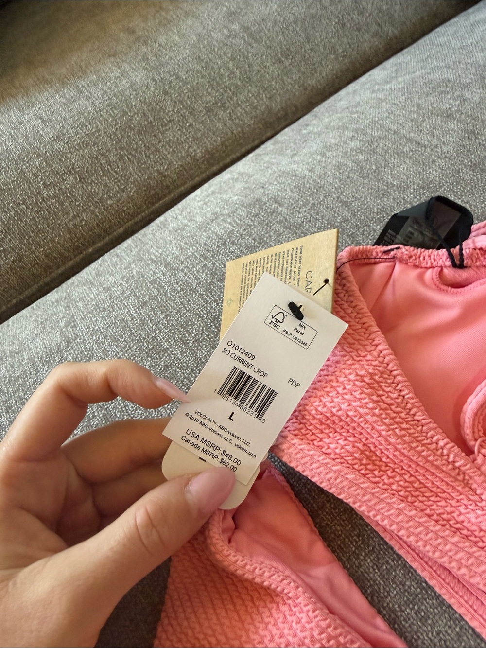 Volcom Pink Textured Bikini Set - Picture 4 of 5
